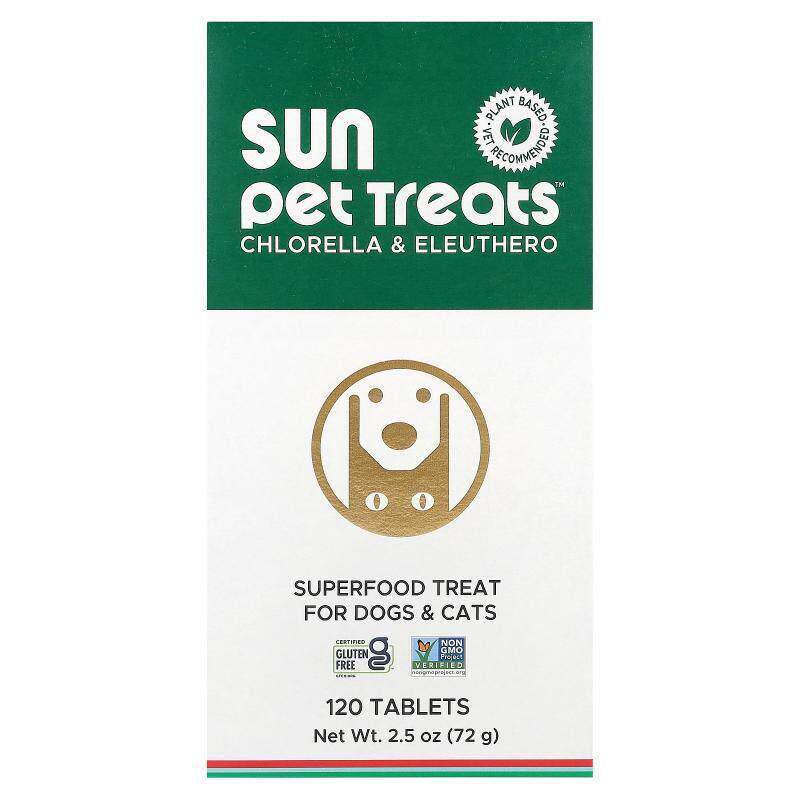 升康力,Sun Pet Treats™，小球藻和刺五加，猫狗专用，120 片