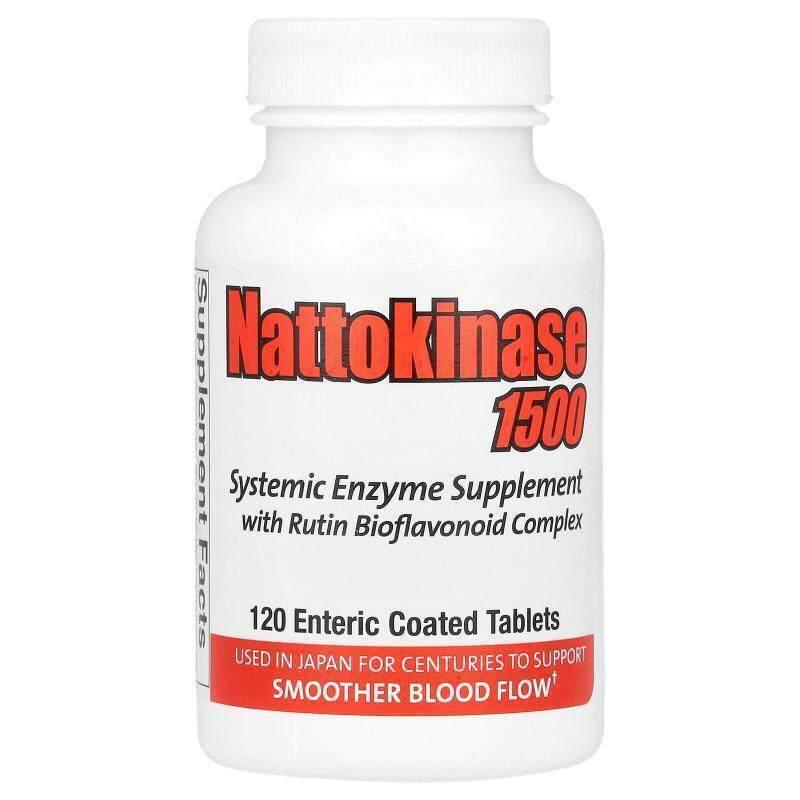 Naturally Vitamins,纳豆激酶 1500,系统酶补充剂,120 片肠溶片