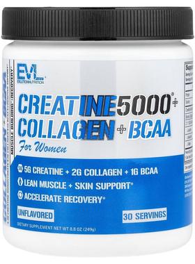 EVL,Creatine5000® Plus 胶原蛋白 + 支链氨基酸，女性专用，原味