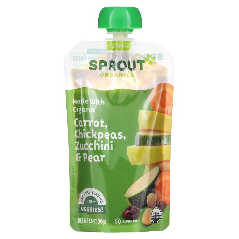 Sprout Organics,婴儿食品，第二阶段，胡萝卜，鹰嘴豆，西葫芦，
