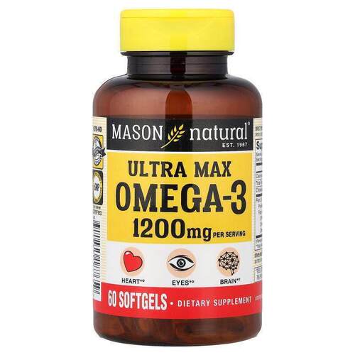 Mason Natural,Ultra Max Omega3，60 粒软胶囊（每粒 600 毫克）