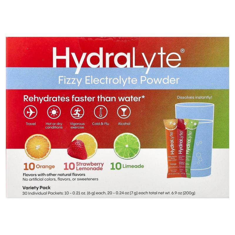 Hydralyte,气泡电解质粉，多种口味，橙味、草莓柠檬水味、酸橙汽