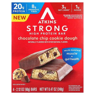 阿特金斯,Strong, High Protein Bar, Chocolate Chip Cookie Dou