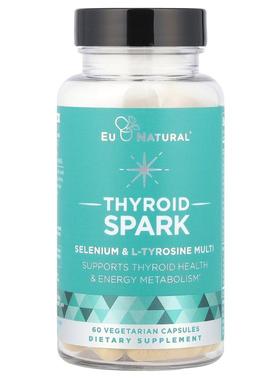 Eu Natural,Thyroid Spark，硒和 L-酪氨酸多维生素，60 粒素食胶
