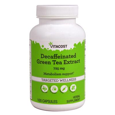 Vitacost,Decaffeinated Green Tea Extract, 725 mg, 100 Capsul