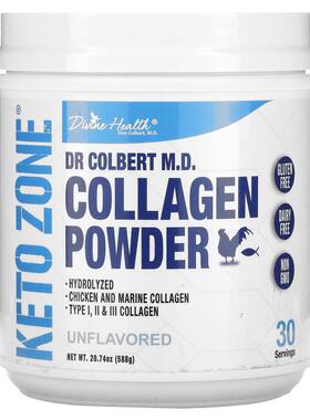 Divine Health,Dr. Colbert's Keto Zone，胶原蛋白质粉，原味，2