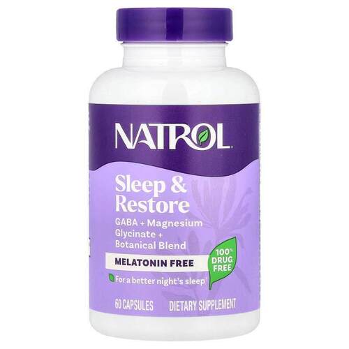 Natrol,Sleep &amp;amp; Restore，无褪黑荷尔蒙，60 粒胶囊