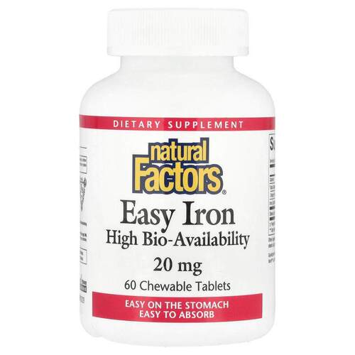 Natural Factors,Easy Iron，20 毫克，60 片咀嚼片