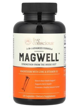 Live Conscious,MagWell，3 合 1 高级配方，120 粒胶囊