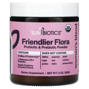 Sunbiotics,Friendlier Flora,女性专用混合物,益生菌和益生元2
