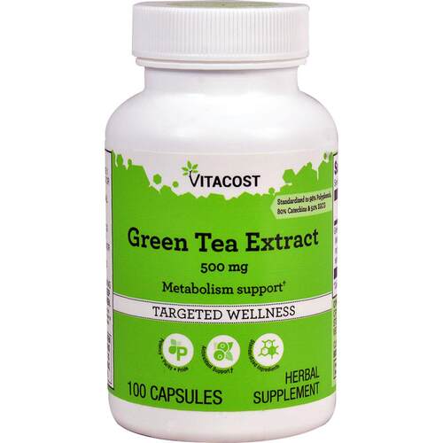 Vitacost,Green Tea Extract - Standardized, 500 mg, 100 Capsu