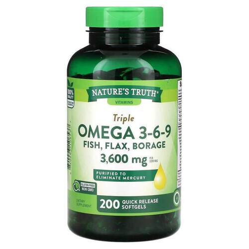 Nature's Truth,维生素，三重 Omega 3-6-9，鱼类，亚麻，玻璃苣3