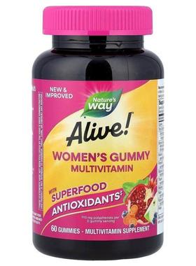然萃维,Alive!® 女性复合维生素软糖，混合浆果味，60 粒