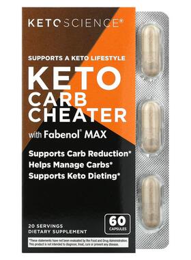 Keto Science,Keto Carb Cheater with Fabenol Max，60 粒胶囊