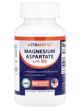 Vitamatic,Magnesium Aspartate with B6, 90 Vegetarian Capsule