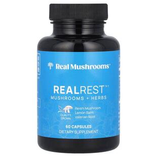 Real Mushrooms,RealRest™,蘑菇 + 草本,60 粒胶囊