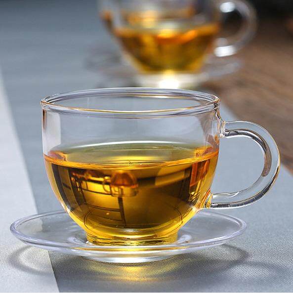 玻璃小茶杯带把品杯透明品茗杯子耐热杯功夫茶具杯碟盘子小品茗杯