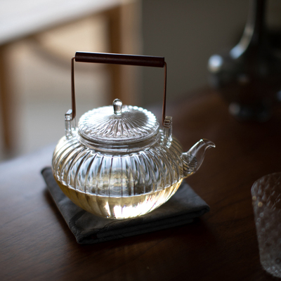 日式玻璃提梁壶700ML 玻璃烧水壶提梁壶煮茶壶可电陶炉明火加热