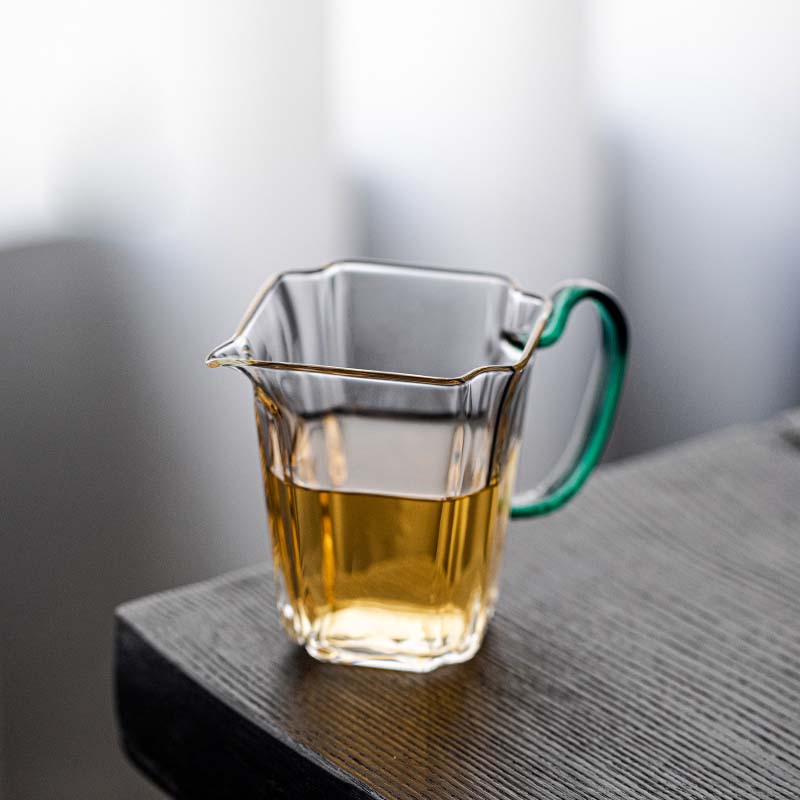 高硼硅玻璃四方公道杯加厚耐热分茶器日式透明茶海手柄功夫茶具