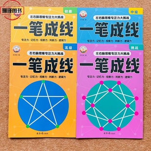 一笔成线 全脑思维训练幼儿连线图形训练逻辑思维提升专注力训练3-6-8岁走迷宫大闯关动手动脑左右脑开发书幼儿园小班中大班益智