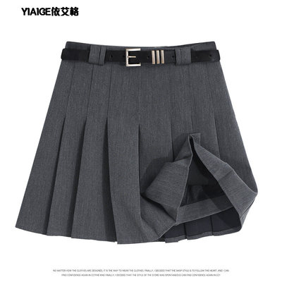 灰色百褶裙女短裙夏季秋