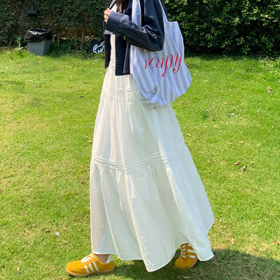 白色甜美风半身裙女2025