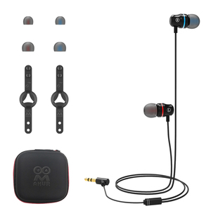 Wired Earbuds Durable Ergonomic With Earcap Black In-Ear 360