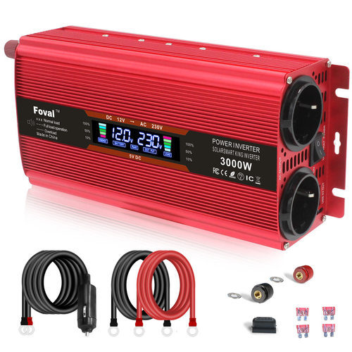 3000W LCD External Fuse Inverter DC 12V/24V to AC 220V 230V