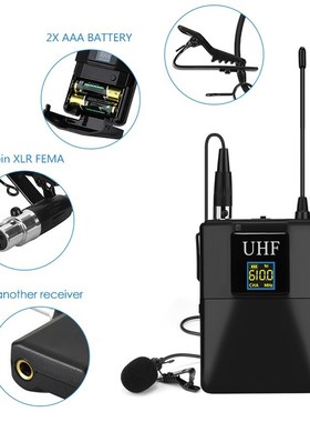 Professional UHF Wireless Lavalier Microphone 530 590MHz Re
