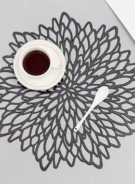 Table Mat Hibiscus Flower Bronzing PVC Placemat Hollow