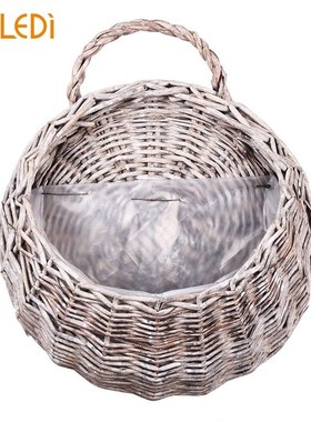 Rattan Vase Basket Handmade 23*18cm Wicker Hanging Basket Pl