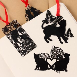 Novelty Cute Kawaii Creative Metal Bookmark Black  Book