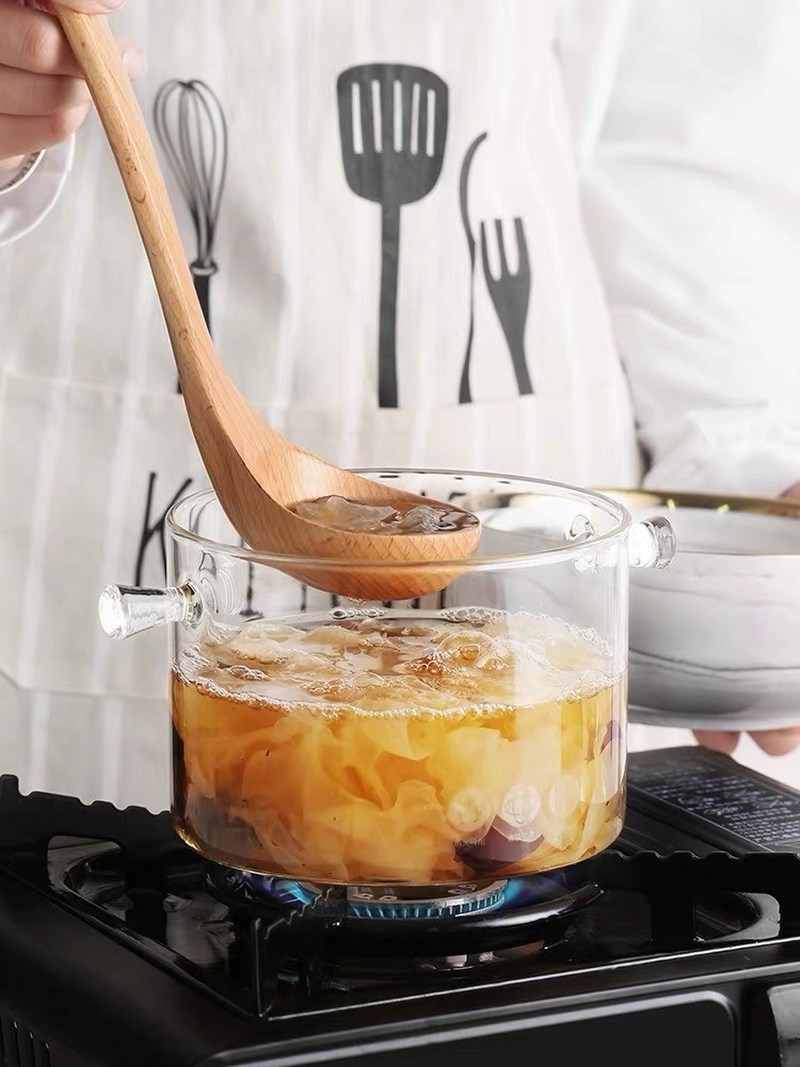 High Borosilicate Glass Double Ear Soup Pot Large Salad Bowl