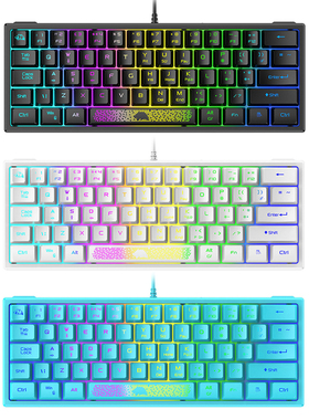 Ergonomic Backlit Laptop Computer USB Percent RGB Wired Keyb