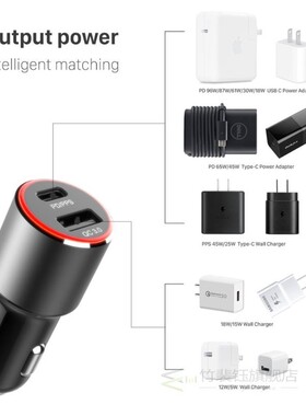 WOTOBE 2port 83W super fast car charger,1 Port SB C PD/PPS 6