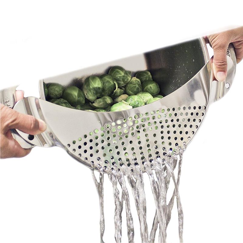 Stainless Steel Pot Strainer Rice Sieve Filter Pasta Spaghet