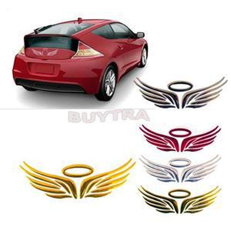 1 pcs 3d angel wings car window bumper body badge emblem sti