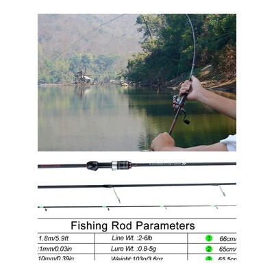 1.8m Trout Rod 3 Sections Carbon Fiber Casting/Spinning Rod
