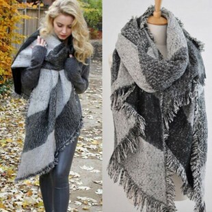 Women Scarf Oversized Tartan Long Cashmere Blanket Comfortab
