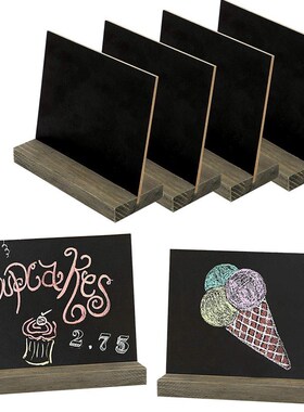 6 Pack Rustic Chalk Board Sign with Wood Stand for Wedding D