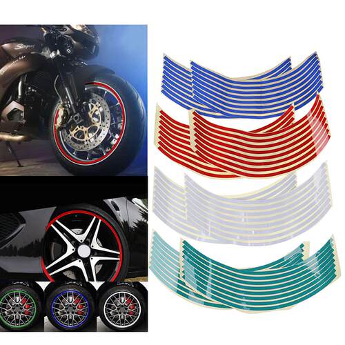 16Pcs/Sheet 4 Colors Strips Wheel Stickers Decals Reflective