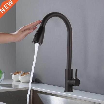 Stainless Steel Pull Out Rotatable Kitchen Faucet Single Hol