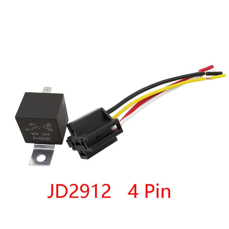 1Pcs JD2912 Car Relay with Wiring Harness 4 Pin Socket Auto
