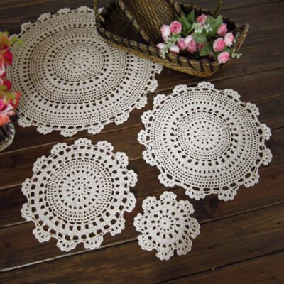 Handmade Crochet Lace Cotton Coaster Cup Cushion Bohemia Sty
