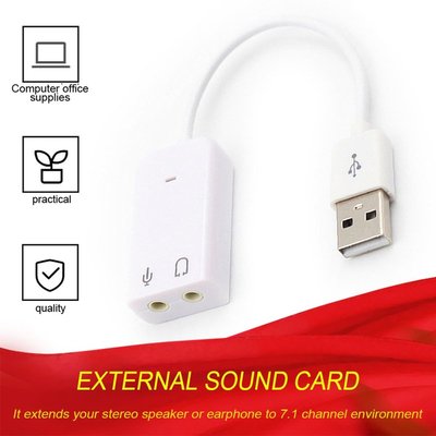 External USB Sound Card 7.1 Adapter USB to 3D Virtual Sound
