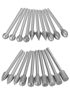 20Pcs 3mm Shank Diamond Burr Bit Cut Engraving Carving Rotar
