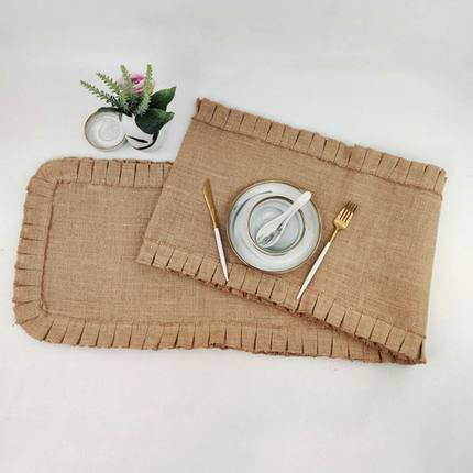 Vintage Jute Table Runner Burlap Rustic Pull Pleats Hessian