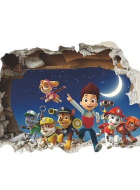Hot Cartoon 3D Paw Patrol Wall ers  Kids Rooms Boys Girls Ch