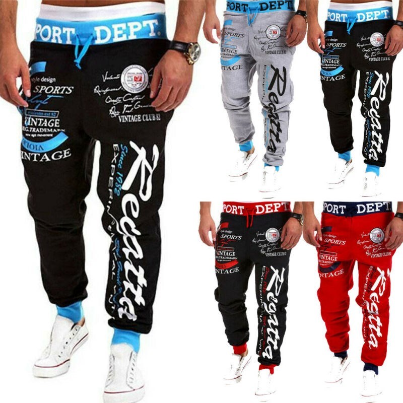 Men Jogger Tracksuit Pants Sport Gym Skinny Jogging Casual B