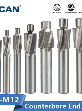 7pcs HSS Counterbore End Mill M3.2-M12.4 Pilot Slotting Tool